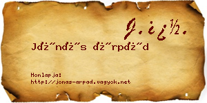 Jónás Árpád névjegykártya